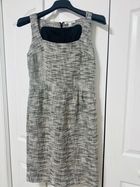 Banana Republic Black and Cream Tweed Midi Dress
